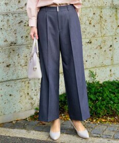 ANY SIS 褒めらレディストレッチ ワイドパンツ ネイビーシャンブレー