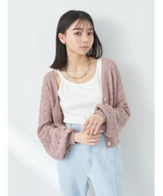 earth music&ecology 透かし編みテープヤーンカーディガン