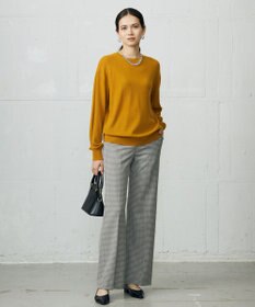 自由区 L TRギャバチェック柄ストレート パンツ