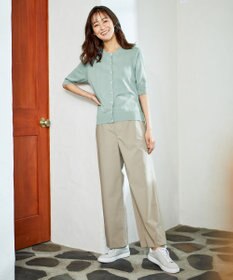 J.PRESS LADIES 【洗える】マイクロタイプライターストレッチ セミワイド パンツ