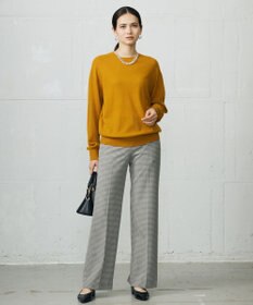 自由区 L TRギャバチェック柄ストレート パンツ