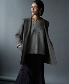 23区 【洗える】ラクーンブレンドダブルフェイス フーディー ニットカーディガン