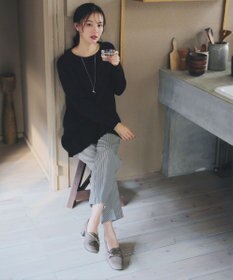 Tiaclasse L 【洗える】ななめフリルニットプルオーバー