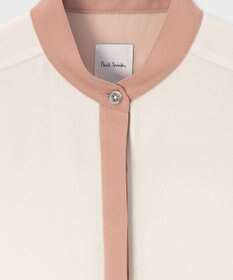 Paul Smith バックサテン ジョーゼット スタンドカラー ブラウス