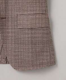 GOTAIRIKU 新柄【吸水速乾/ウォッシャブル】ノルマンディーリネン カーディガンジャケット＿グレンチェック柄