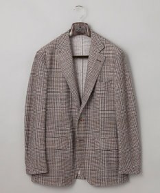 GOTAIRIKU 新柄【吸水速乾/ウォッシャブル】ノルマンディーリネン カーディガンジャケット＿グレンチェック柄