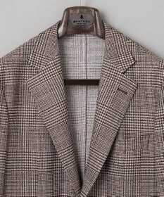 GOTAIRIKU 新柄【吸水速乾/ウォッシャブル】ノルマンディーリネン カーディガンジャケット＿グレンチェック柄