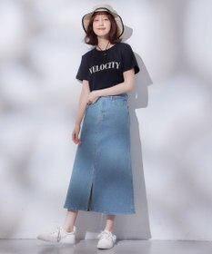 ANY 【洗濯機可能/ストレッチ】フロントスリットデニムスカート