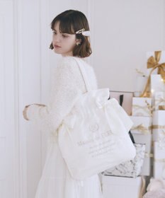 Maison de FLEUR オーガンジーダブルリボンギャザートート