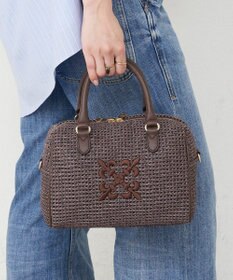 russet ナイロンラフィアミニボストンバッグ(CE-1715)