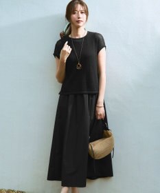 23区 ニット レイヤード セットアップ ワンピース ブラック系