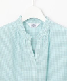 J.PRESS LADIES S 【洗える】SHEER ギンガム スキッパー ブラウス