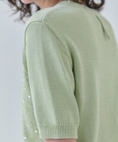 BEIGE， 【洗える】FENNEL / コットンスパンコール半袖ニット