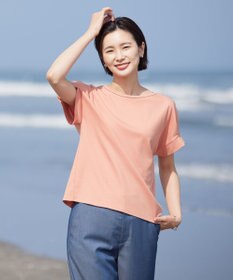 J.PRESS LADIES 【WEB限定カラーあり・接触冷感・UVケア】コンパクトコットンスムース タックスリーブ カットソー
