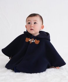 MIKI HOUSE HOT BISCUITS 【70-90cm】 お耳付きボアフリース ダッフルマント