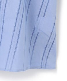 UNFILO ストライプレース ギャザーブラウス