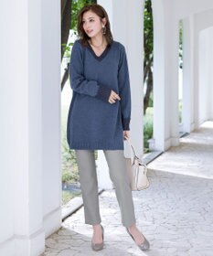 Tiaclasse 【洗える】Vネックリブニットチュニック