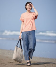 J.PRESS LADIES 【WEB限定カラーあり・接触冷感・UVケア】コンパクトコットンスムース タックスリーブ カットソー