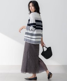 23区 S 【洗える】コットンポリエステルストレッチ オーバーサイズ ニット