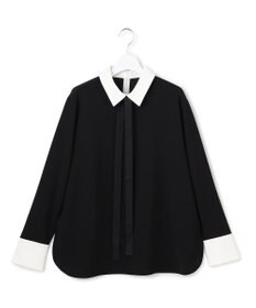 ICB マラボーテＷジョーゼット ボウタイ付きシャツカラートップス