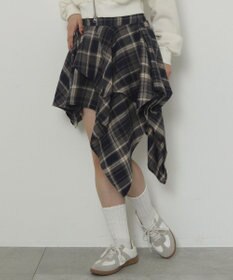 WEGO アシンメトリーチェックミニスカパン