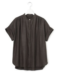 23区 【先行予約】リネンライクグロッシー バンドカラー ブラウス