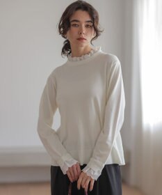 組曲 【WEB限定】レースフリルスタンド ニット