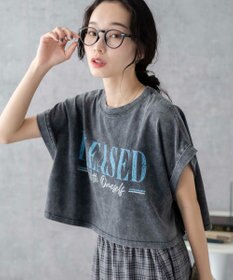 WEGO 【洗える】ヴィンテージウォッシュロールアップショートTシャツ