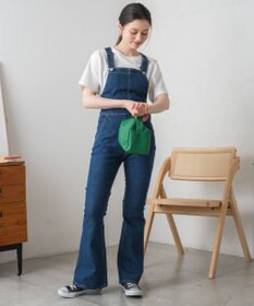 WEGO ハイウエストストレッチフレアデニムサロペット