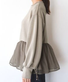 Tiaclasse 【洗える】ペプラムオーガンジーポンチトップス