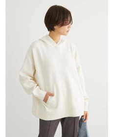 Green Parks スウェット風フード付ニットプルオーバー