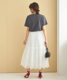 Feroux 【洗える】刺繍ティアード スカート