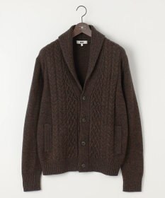 JOSEPH ABBOUD 【イタリア糸使用/軽く暖かい】 ラムウールケーブル柄ショールカラーカーデ