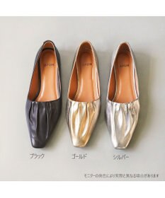 APOM 本革ソフトプリーツフラットパンプス20