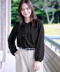 Tiaclasse 【洗える・スマート裏起毛】ジョーゼットフリルブラウス