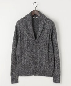 JOSEPH ABBOUD 【イタリア糸使用/軽く暖かい】 ラムウールケーブル柄ショールカラーカーデ