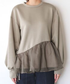 Tiaclasse 【洗える】ペプラムオーガンジーポンチトップス