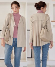 Tiaclasse ノーカラー後ろタックフレアコート