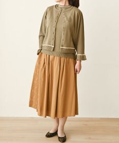 muuc 〈オーガニックコットン〉〈通年着られる〉フラワーノット刺繍 ウエスト後ろゴムあり 裏地あり ギャザースカート