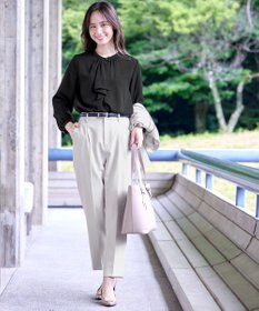 Tiaclasse 【洗える・スマート裏起毛】ジョーゼットフリルブラウス