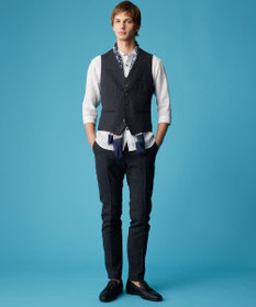 JOSEPH ABBOUD 【麻100％・軽い・涼しい】 モイスチャーリネンバンドカラーシャツ