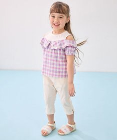 ANY KIDS チェック オフショルダー ブラウス