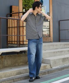 WEGO クロップドSSマイクロチェックシャツ