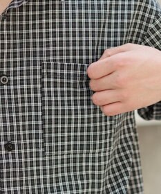 WEGO クロップドSSマイクロチェックシャツ