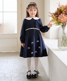 ANY KIDS 襟付き リボン 長袖ワンピース