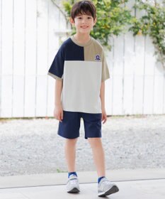 J.PRESS KIDS 【吸水速乾】【100-130cm】ポンチローマ トリコロール 切替Ｔシャツ