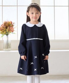 ANY KIDS 襟付き リボン 長袖ワンピース