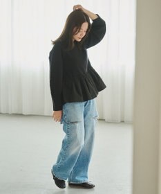 #Newans 【洗える】コンビネーションペプラムチュニックニット