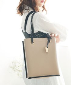 style code 【MERCURYDUO/マーキュリーデュオ】メタルアイレット　縦長トートバッグ 推し活ラージバッグ 縦長ショルダーバッグ