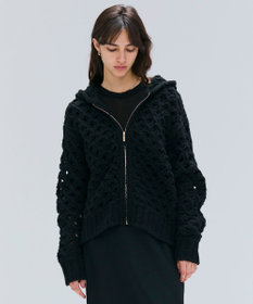 BEIGE， KOKOMO / ウールアルパカメッシュニットパーカー Black